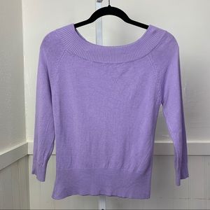 J.J. Basics Knit Lilac Off Shoulder Sweater | M